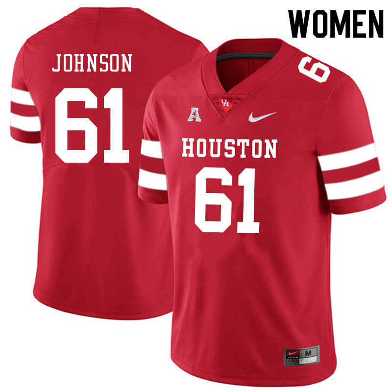 Women #61 Benil Johnson Houston Cougars College Football Jerseys Sale-Red - Click Image to Close